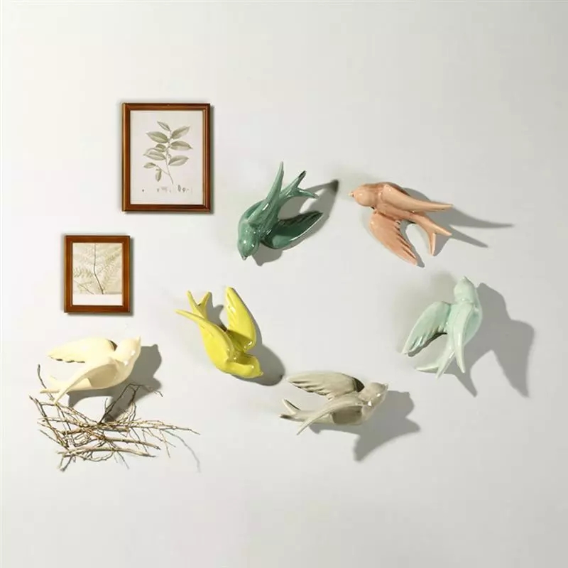 Resin Crafts - 1 Pcs Nordic Colorful Swallows Wall