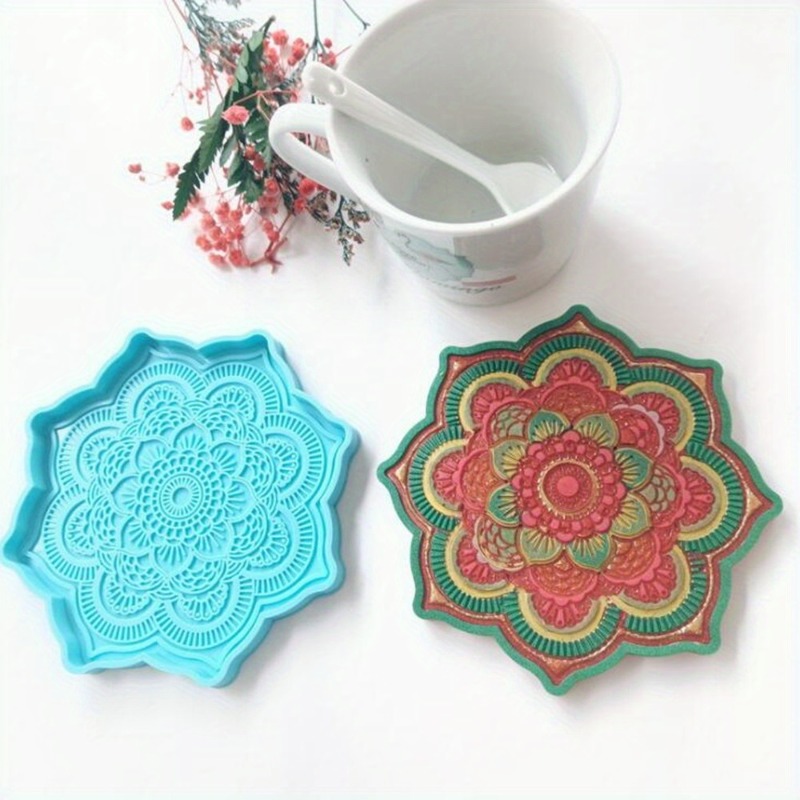Resin Craft Material - Mandala Coaster Silicone Mold Round Tray
