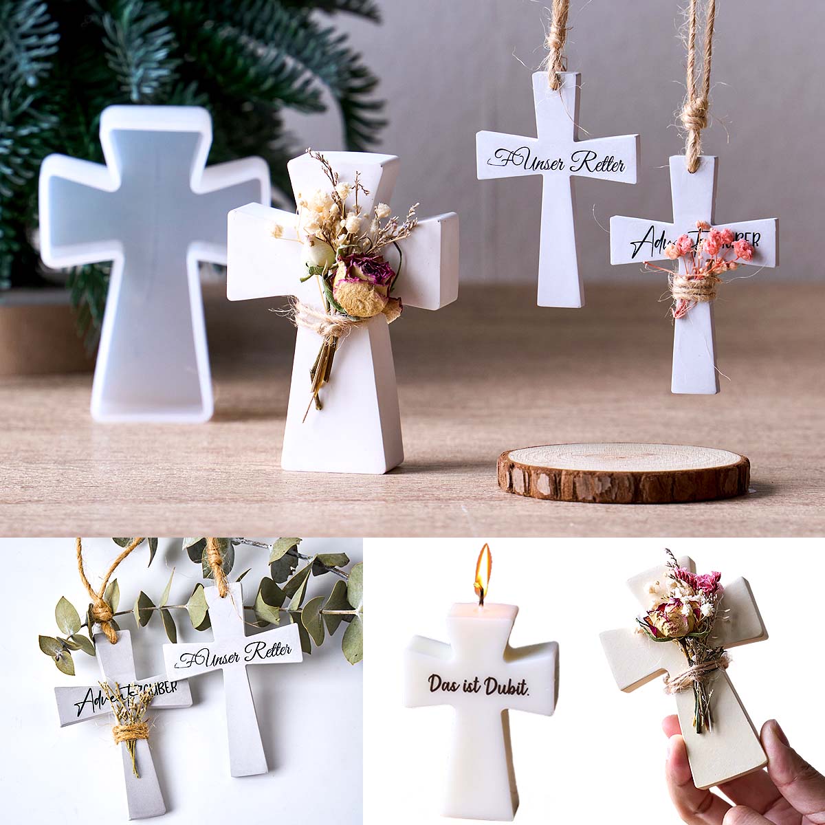 Cross Silicone Candle Mold DIY - đánh giá và giá Resin Craft Material