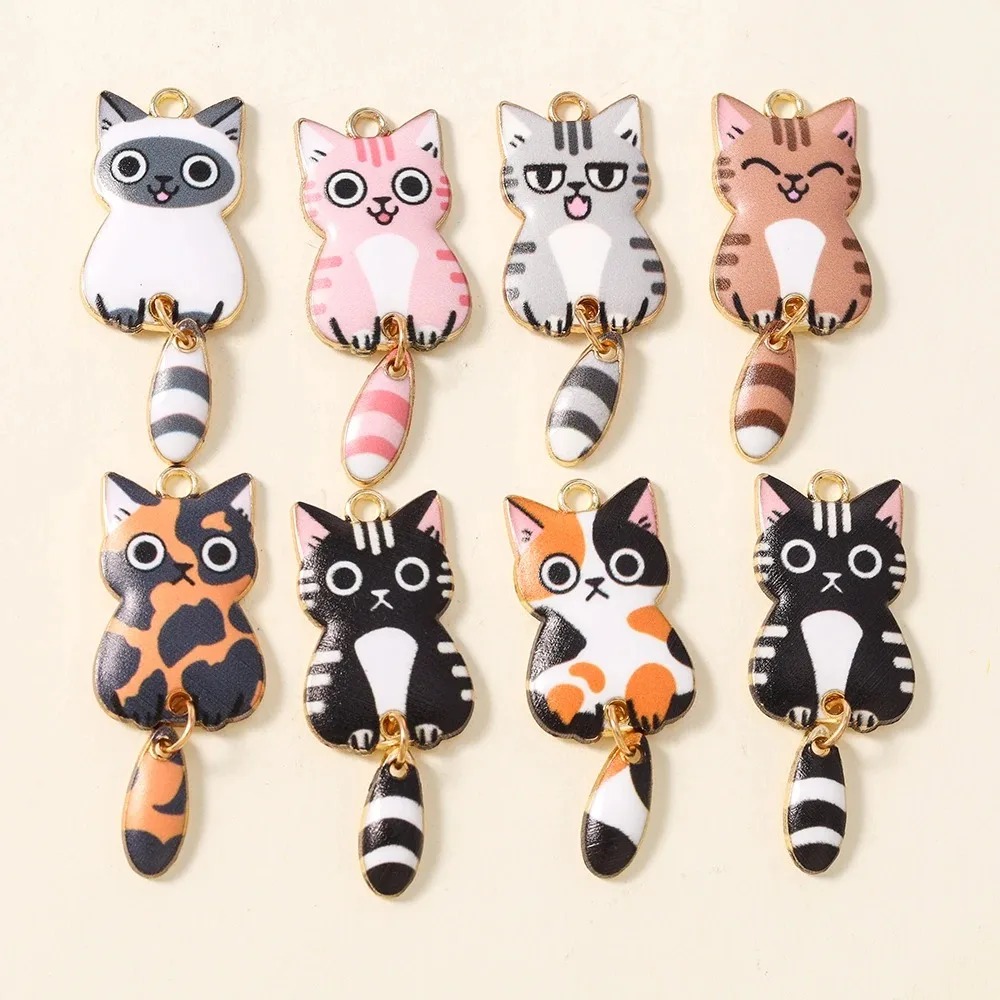 10Pcs 16×39mm Cute Cartoon Cat - đánh giá và giá Resin Craft Material