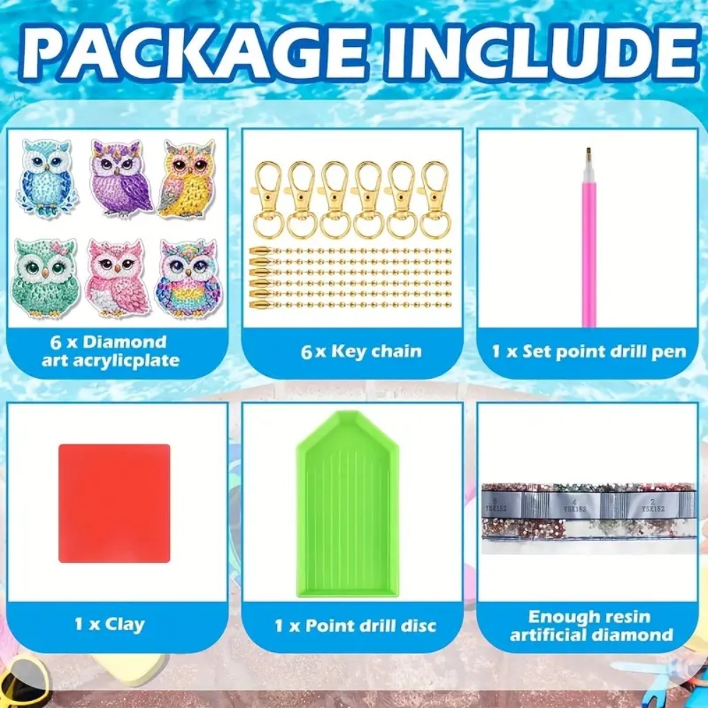 6-piece/set DIY Diamond Keycha - đánh giá và giá Resin Craft Kit