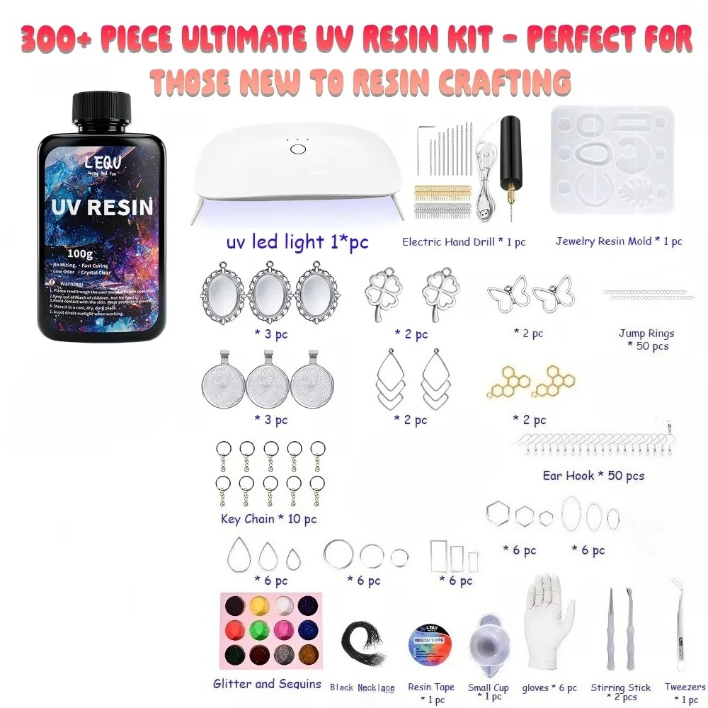 300Pcs UV Resin Kit 100g Clear - đánh giá và giá Epoxy Uv Resin Kit