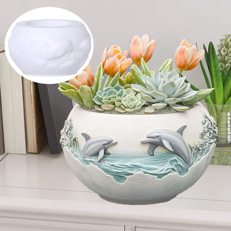 Couple dolphin relief succulen - đánh giá và giá Resin Ocean Wave Mold