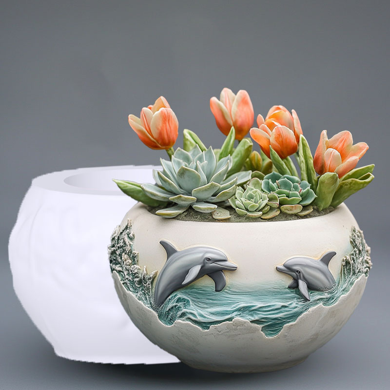 Couple dolphin relief succulen - đánh giá và giá Resin Ocean Wave Mold
