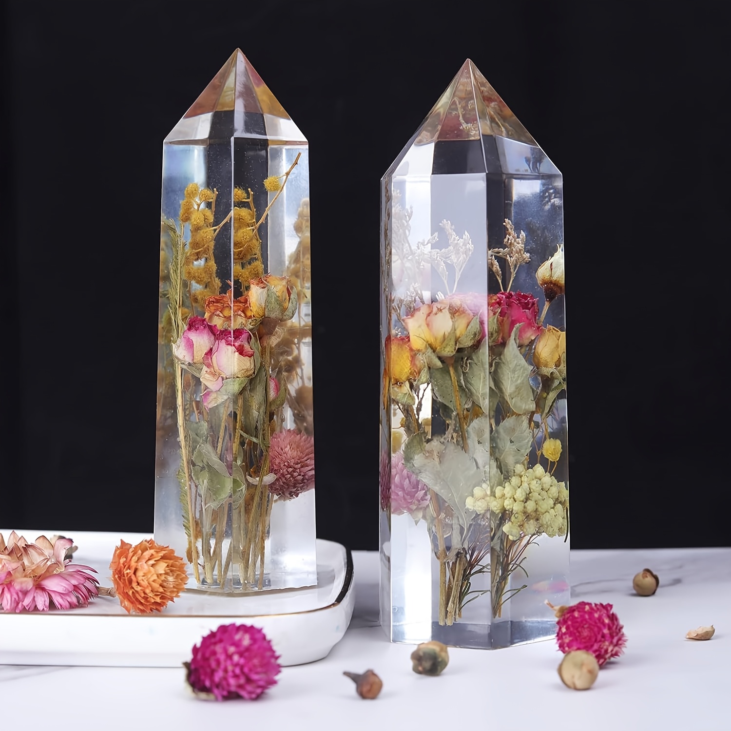 1Pcs Crystal Tower Resin Silic - đánh giá và giá Flower Preservation Resin