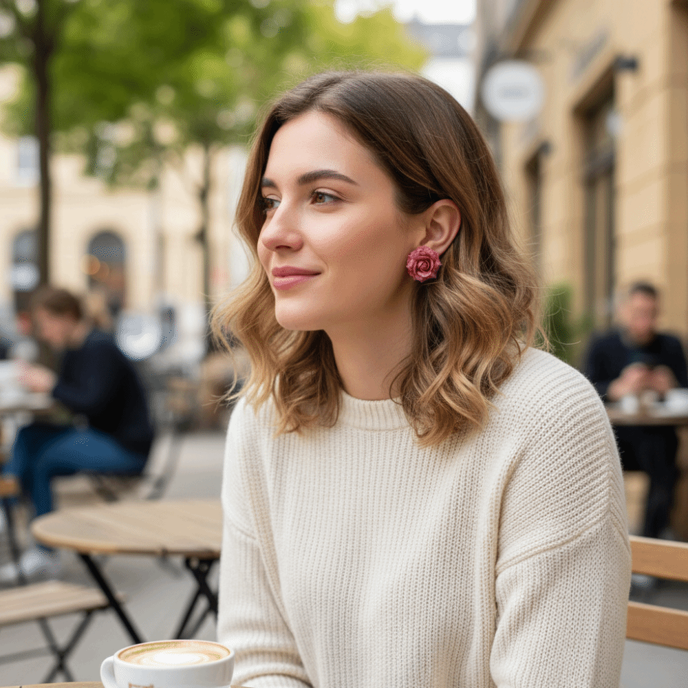 Sweet Artificial Rose Earrings - đánh giá và giá Flower Preservation Resin