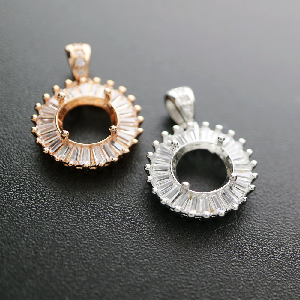 4-12 Mm Tròn Viền Hoa Hồng Vàn - đánh giá và giá Bezels Set Pendant