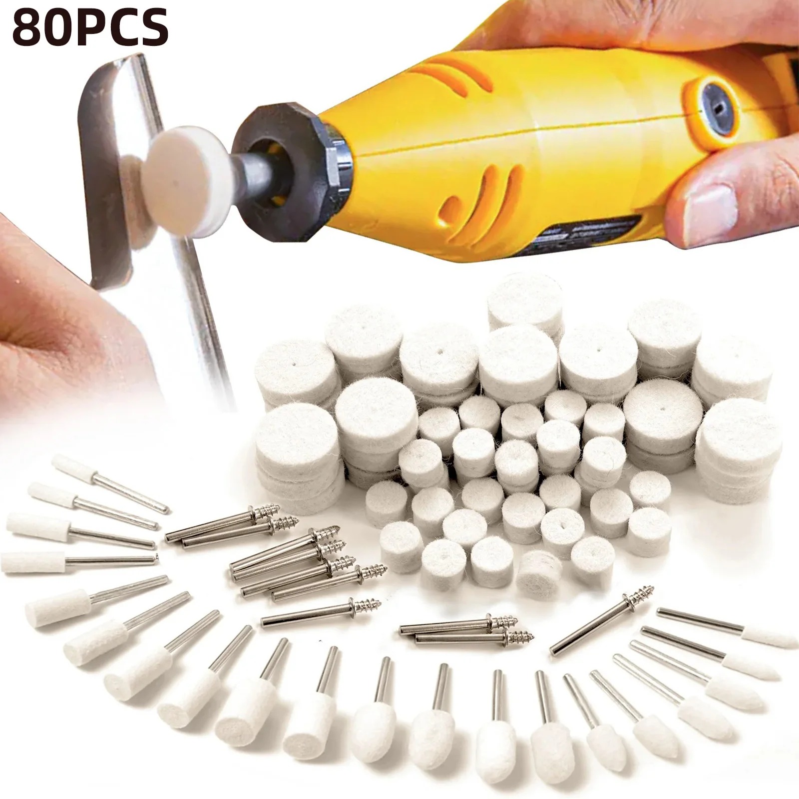 80PCS Wool Felt Buffing Wheel  - đánh giá và giá Resin Crafts Diy